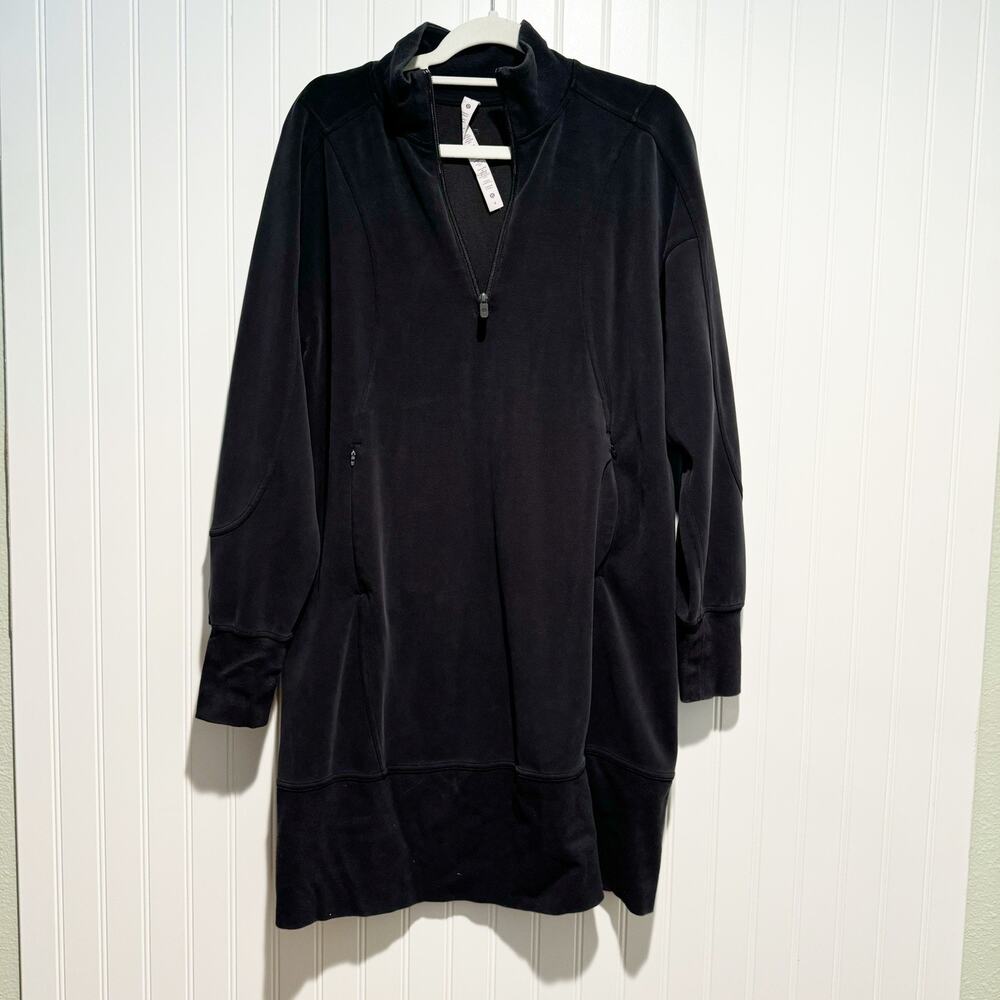 Lululemon Softstreme Long Sleeve Half Zip Dress Black Size 8 - Picture 2 of 6